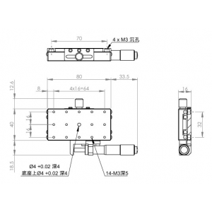 不鏽鋼40x80mm線性鋼珠導軌型手動平移台