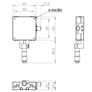 經濟型不鏽鋼60mm線性鋼珠導軌型手動平移台