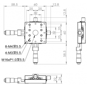 超薄型60mm交叉滾子XY手動平移台