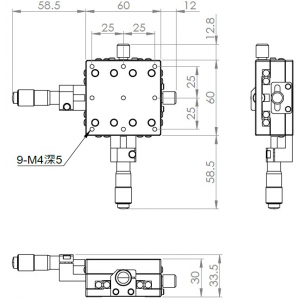 薄型60mm交叉滾子XY手動平移台