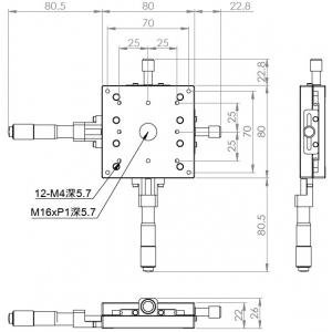 超薄型80mm交叉滾子XY手動平移台