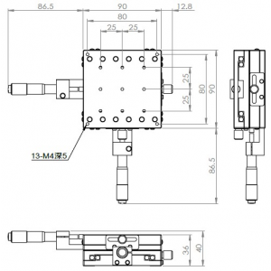 90mm交叉滾子XY手動平移台