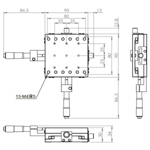 薄型90mm交叉滾子XY手動平移台