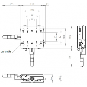 薄型125mm交叉滾子XY手動平移台