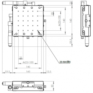 薄型160mm交叉滾子XY手動平移台